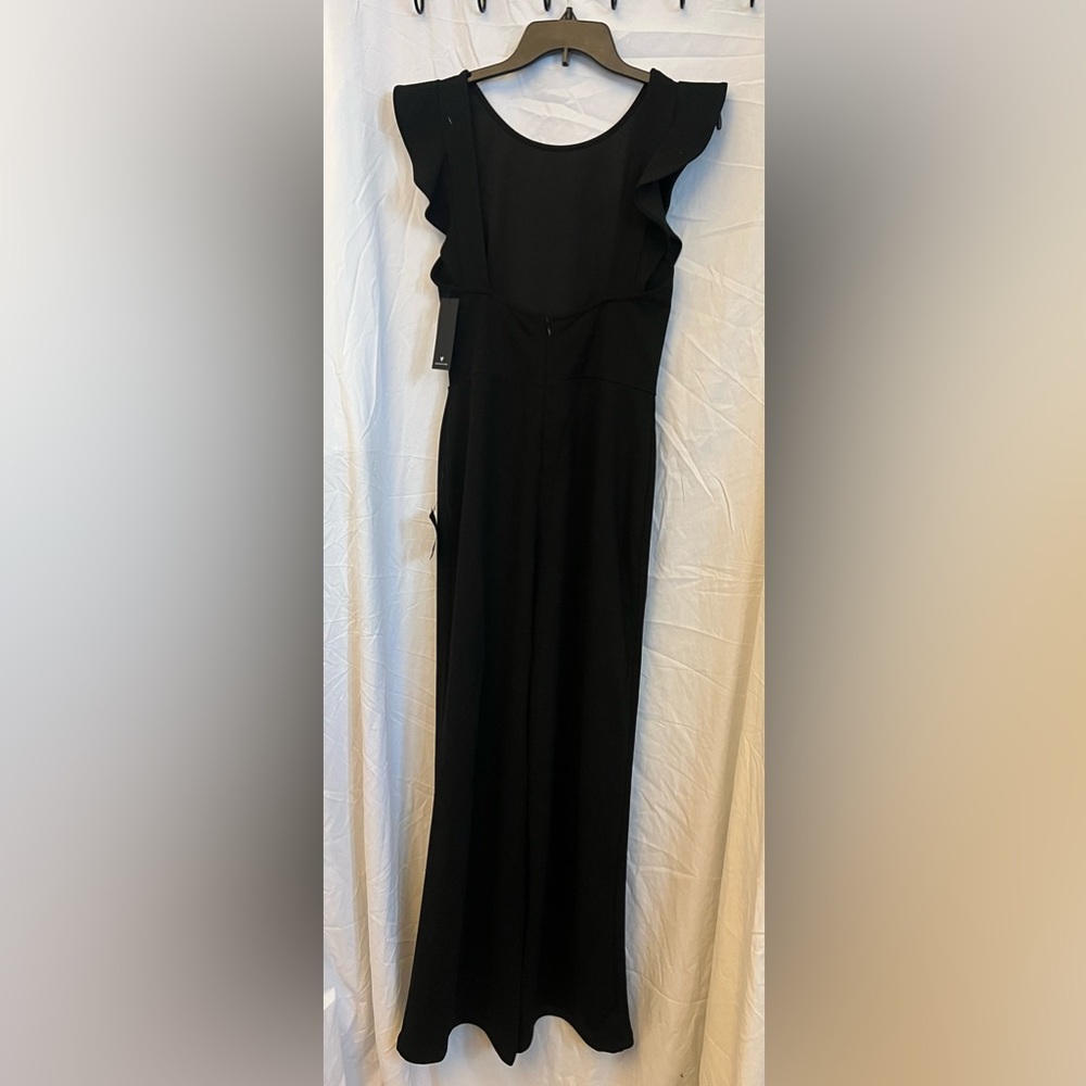 NWT M Lulu's Classic Black low back Ruffle Jumpsuit - Picture 5 of 11